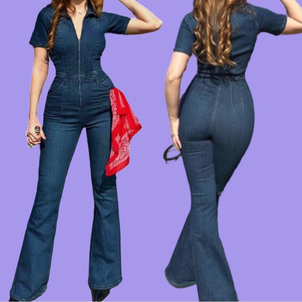 2/50$ Vintage 70s Style Denim Jumpsuit | Vintage - Picture 8 of 9